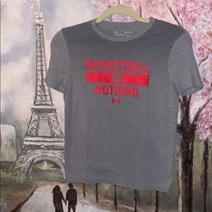 Under Armour HeatGear Basketball or Nothing grey T-Shirt sz Boys Medium EUC